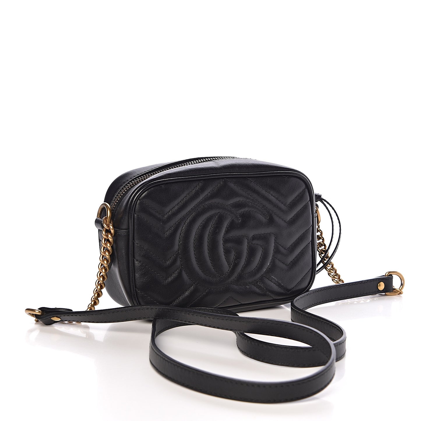Calfskin Matelasse Mini GG Marmont Chain Shoulder Bag Black