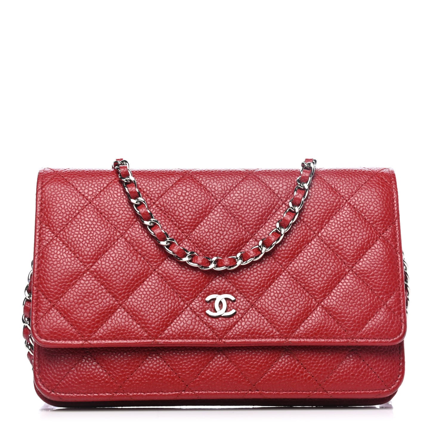 Caviar Quilted Wallet On Chain WOC Red