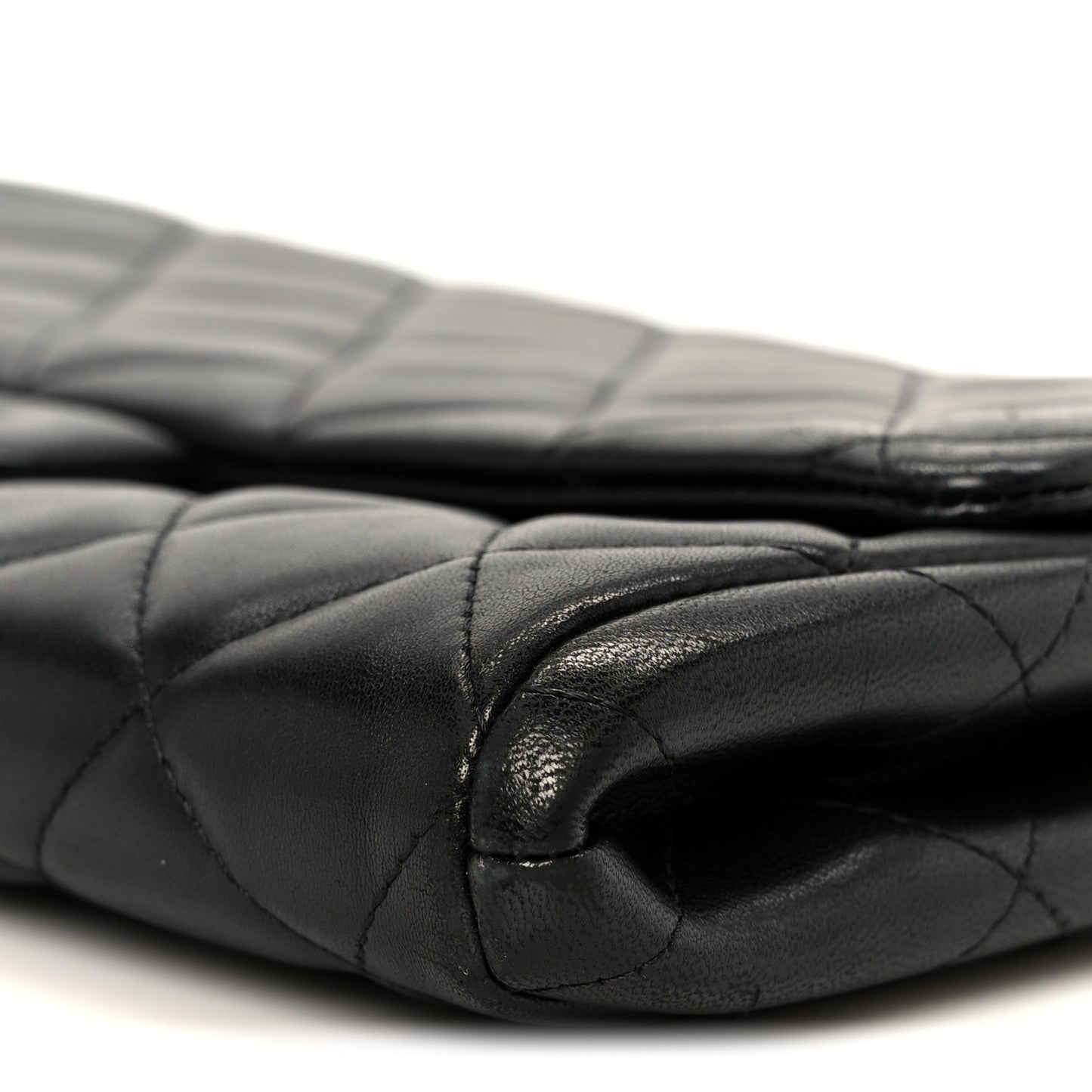 Lambskin Quilted Clutch With Chain Flap Black