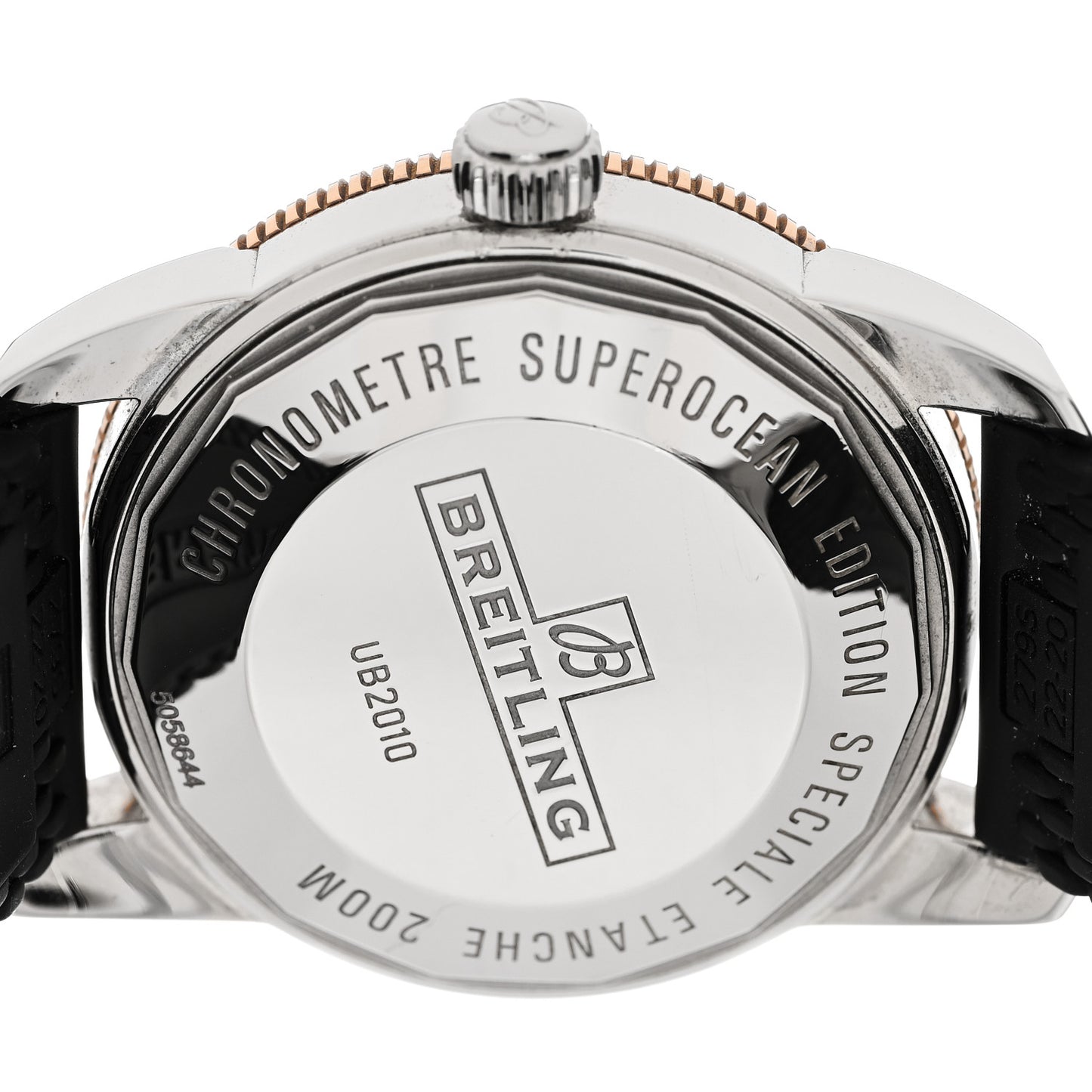 Stainless Steel 18K Rose Gold Rubber 42mm Superocean Heritage II B20 Automatic Watch Black UB2010