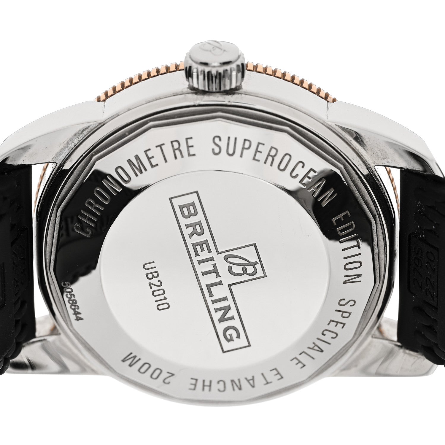 Breitling Stainless Steel 18K Rose Gold Rubber 42mm Superocean Heritage II B20 Automatic Watch Black UB2010 4 of 6