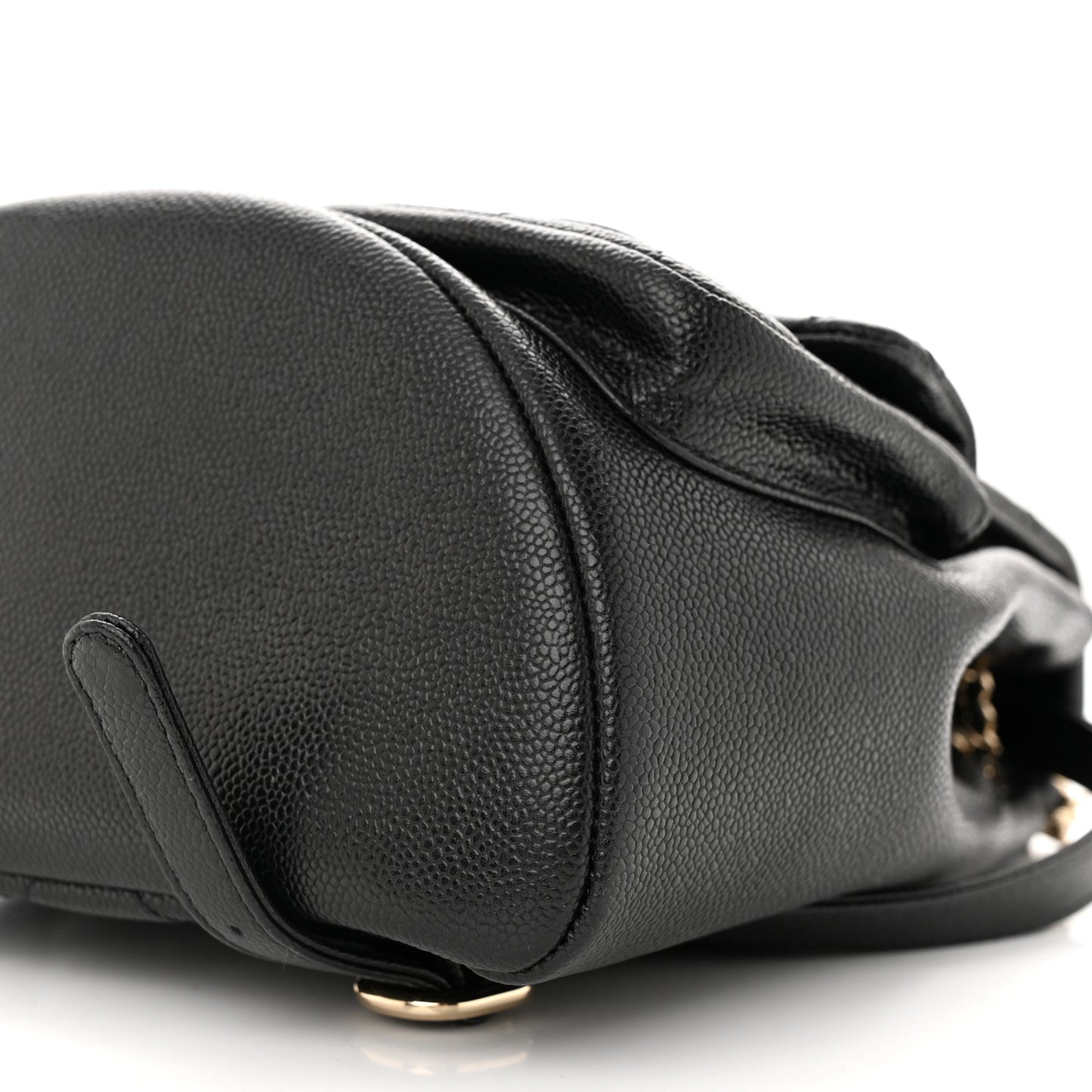 Shiny Caviar Quilted Medium Duma Pockets Drawstring Backpack Black