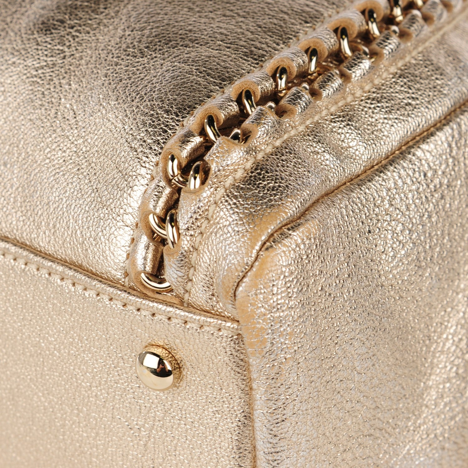 Chanel Metallic Goatskin Large Luxe Ligne Bowler Gold 8 of 22