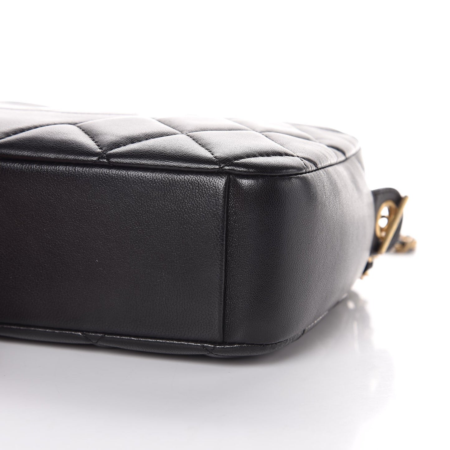Lambskin Quilted Small Diamond CC Camera Case Black