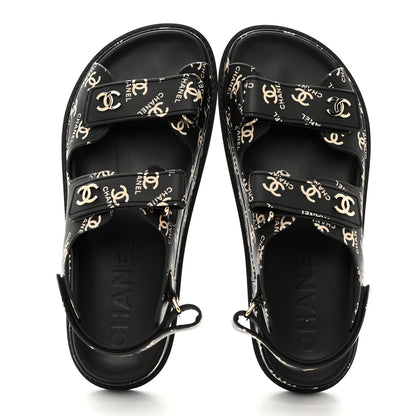 Chanel Rubber CC Dad Sandals 38 Black 2 of 9
