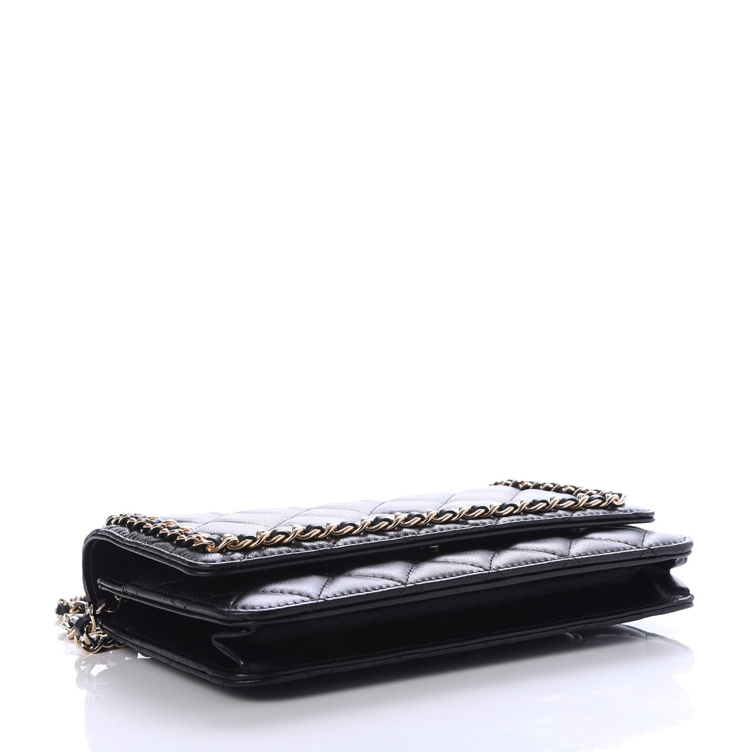 Chanel Lambskin Quilted Chain Around Wallet On Chain WOC Black 4 of 11