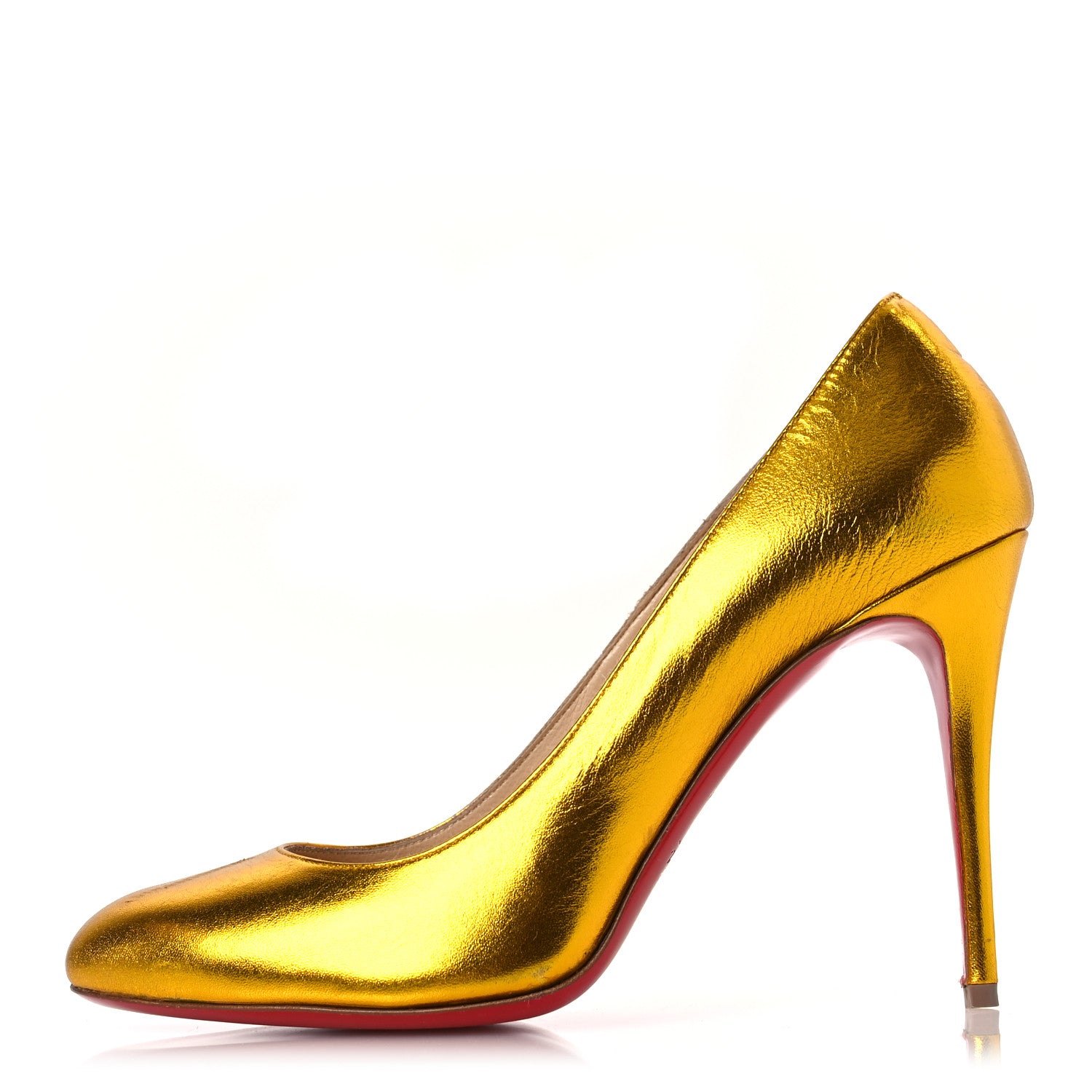 Christian Louboutin Metallic Crinkled Calfskin 100 Pumps 38.5 Gold 1 of 15