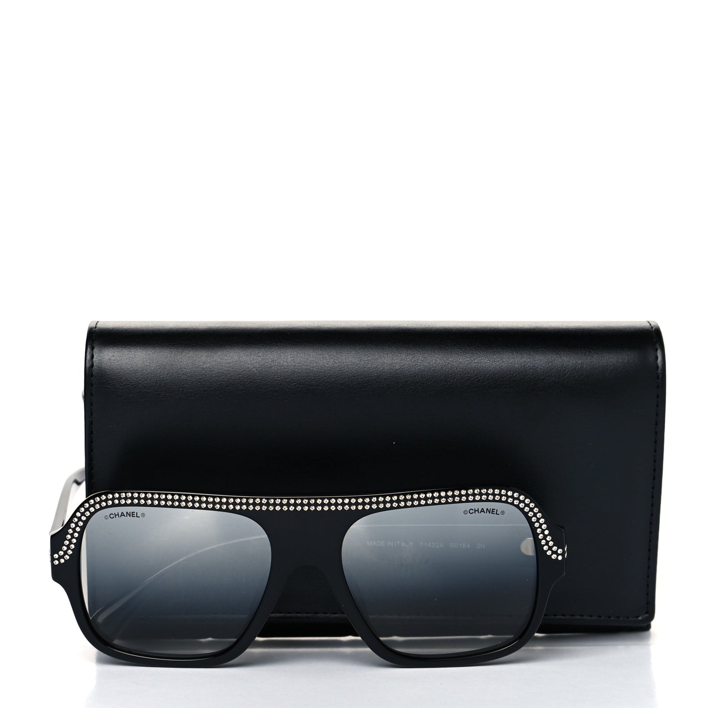 Crystal CC Shield Sunglasses 71432A Black Silver