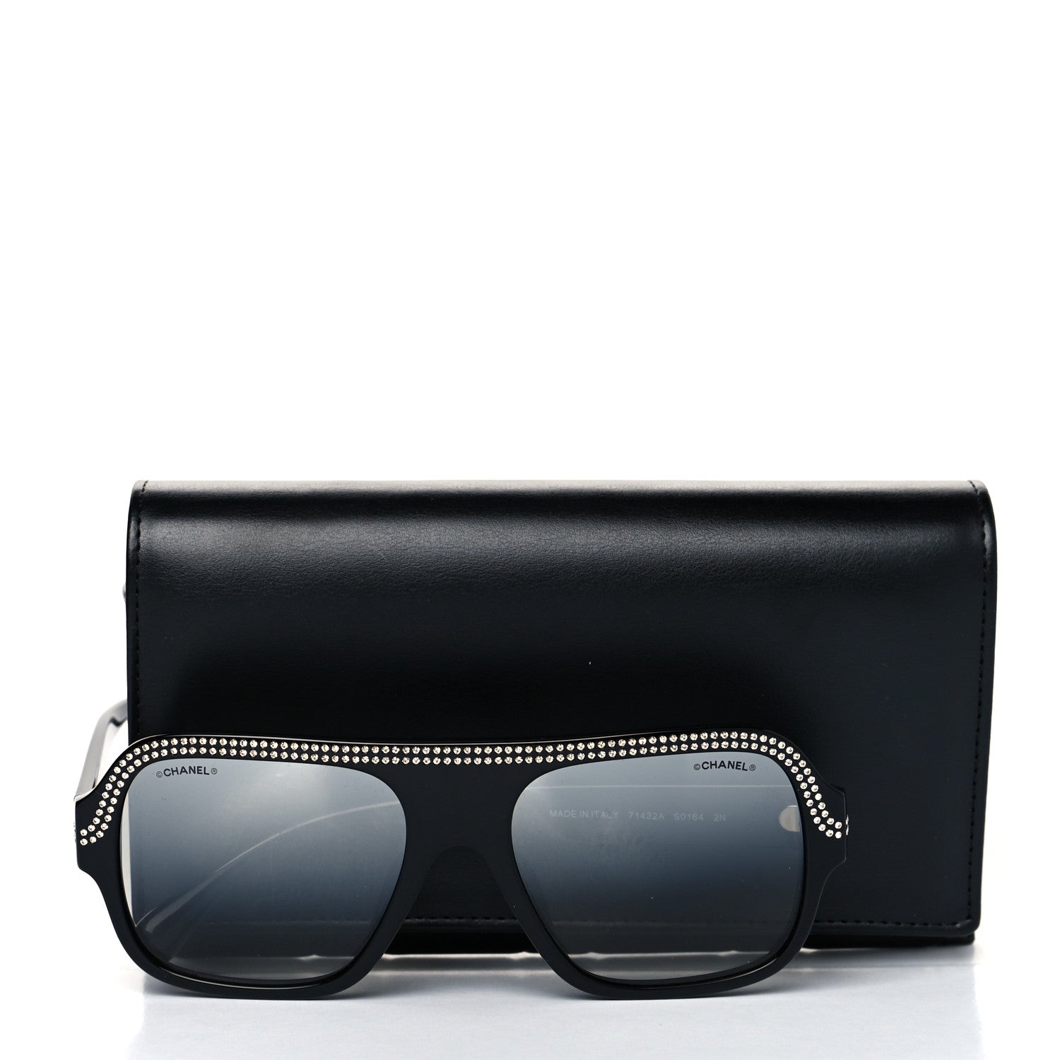 Chanel Crystal CC Shield Sunglasses 71432A Black Silver 9 of 9
