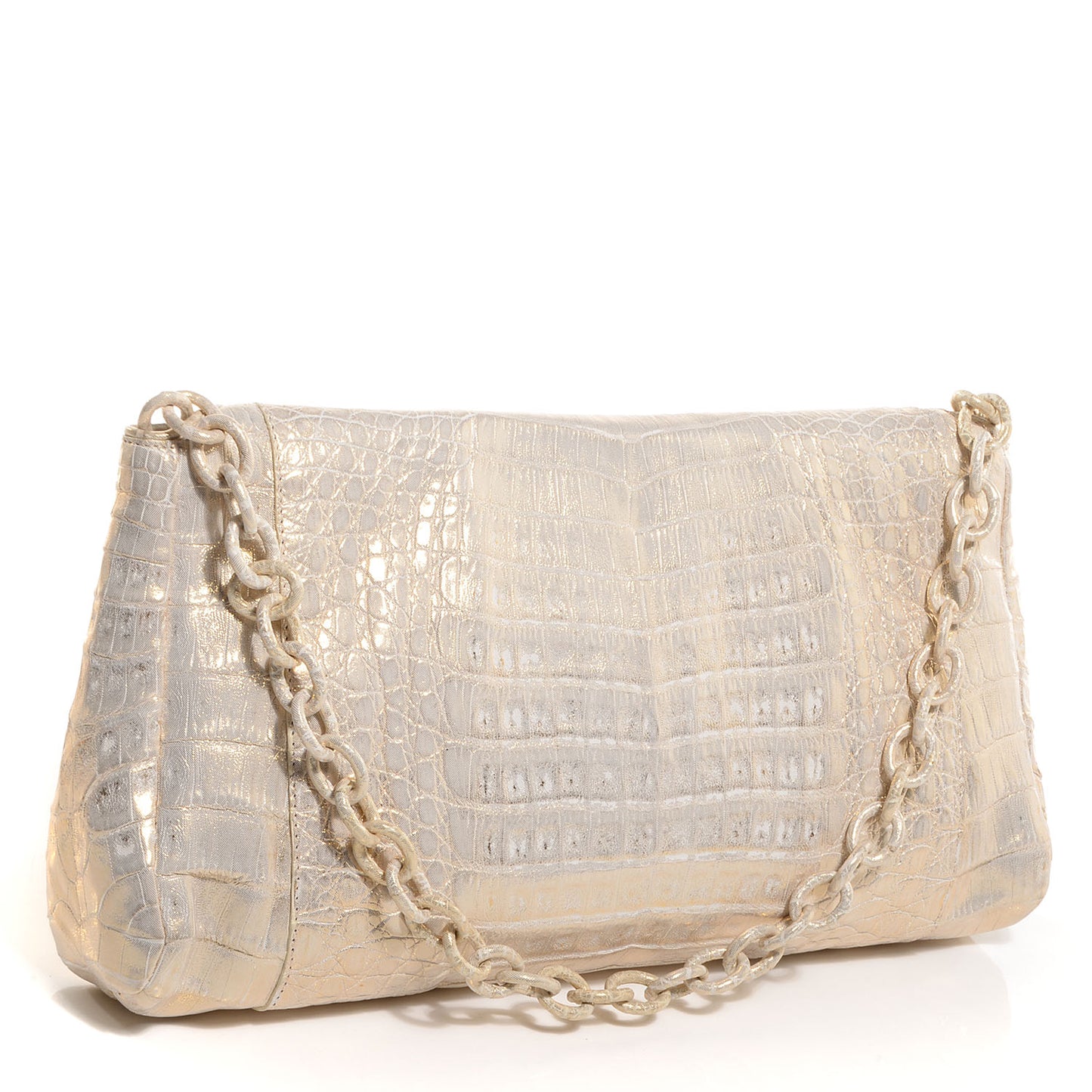 Crocodile Convertible Clutch Gold