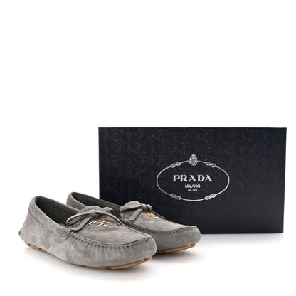 Prada Scamosciato Suede Bow Loafer 36 Ghiaia 10 of 10