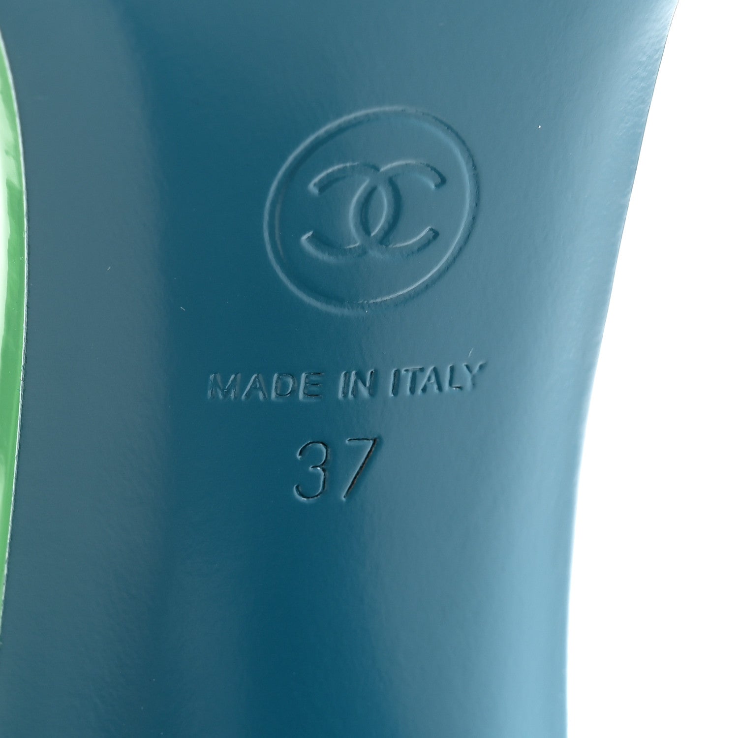 Chanel Patent CC Mules 37 Green Turquoise 7 of 9