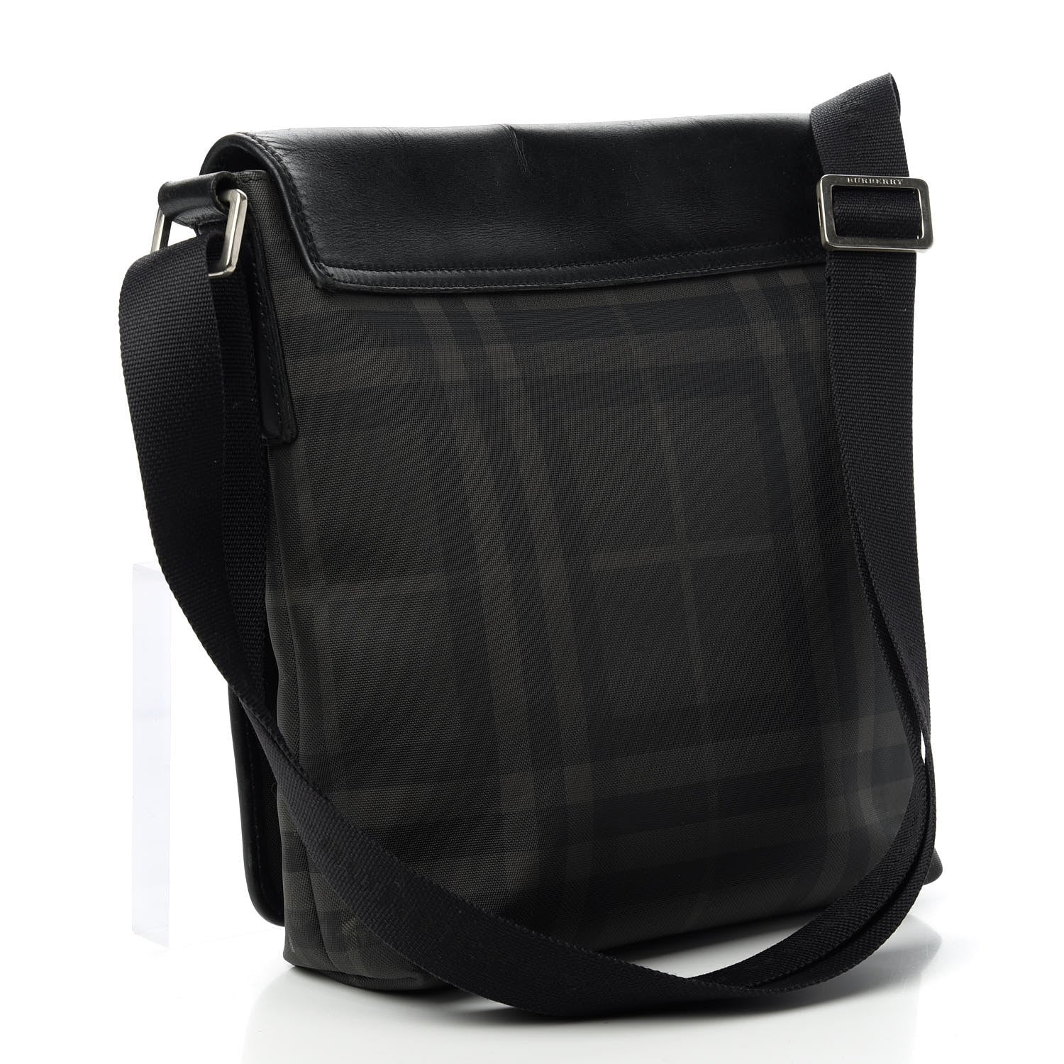Burberry Smoked Check Crossbody Messenger Bag Black 3 of 11