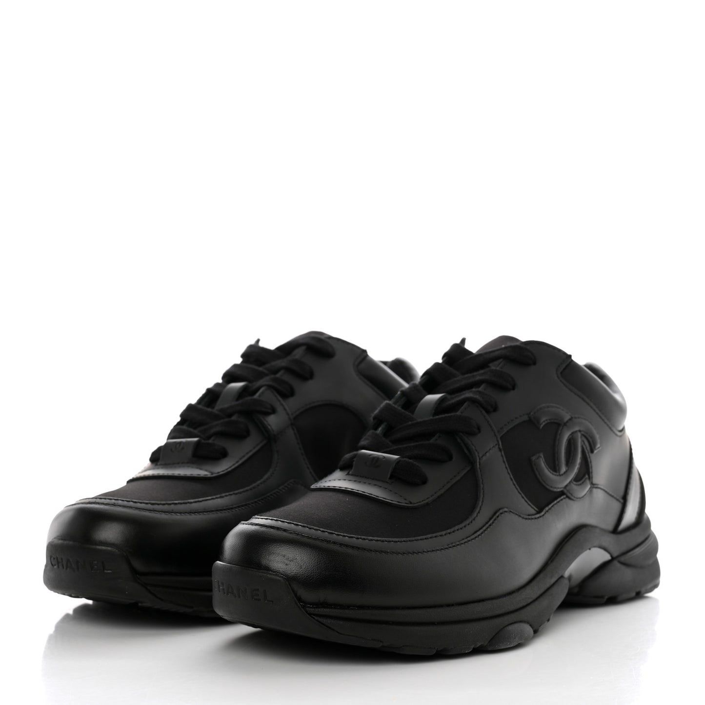 Fabric Calfskin Suede CC Sneakers 40 Black