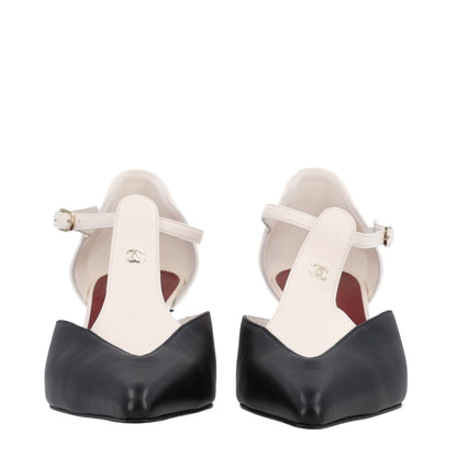 Chanel Lambskin CC Slingback Pumps 40 White Black 3 of 11