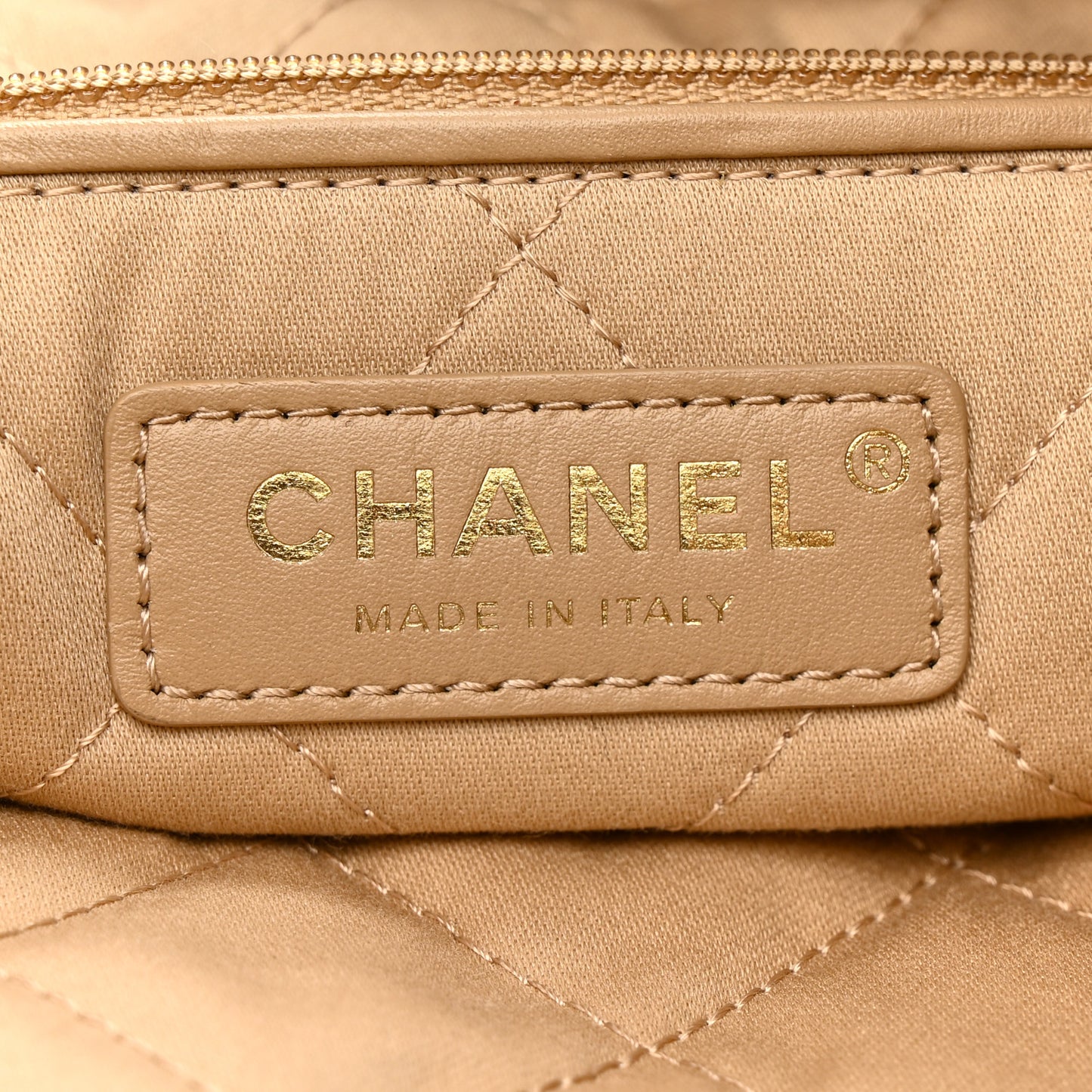 Shiny Calfskin Quilted Small Chanel 22 Beige Beige