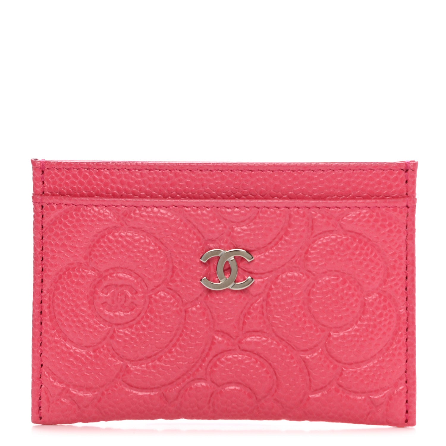 Chanel Caviar Camellia Embossed Card Holder Pink 1 of 9
