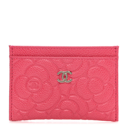 Chanel Caviar Camellia Embossed Card Holder Pink 1 of 9