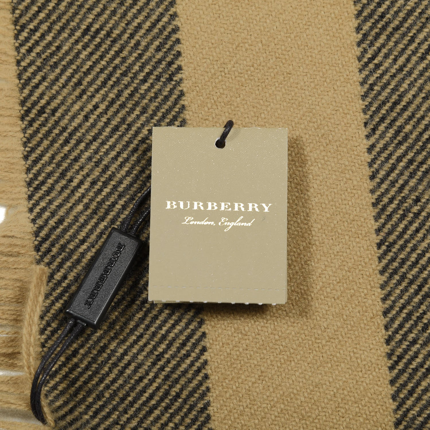 Burberry Wool Half Mega Check Happy Fringe Scarf Camel 5 of 5