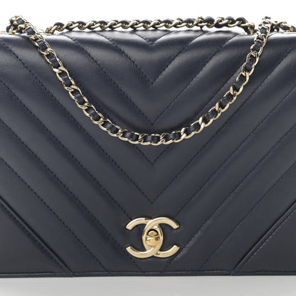 Chanel Calfskin Chevron Quilted Small Statement Flap Navy 8 of 15