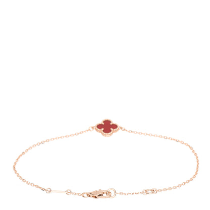 Van Cleef & Arpels 18K Rose Gold Carnelian Sweet Alhambra Bracelet 3 of 5