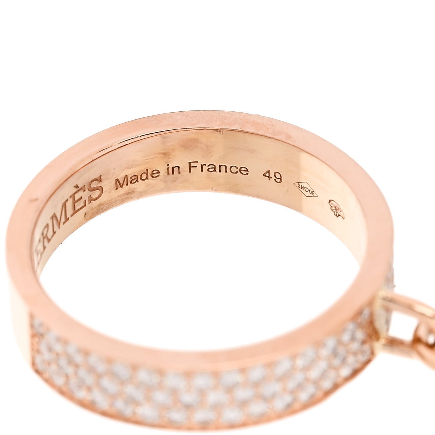18K Rose Gold Diamond MM Kelly Clochette Ring 49 5
