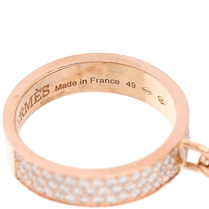 Hermes 18K Rose Gold Diamond MM Kelly Clochette Ring 49 5 5 of 6
