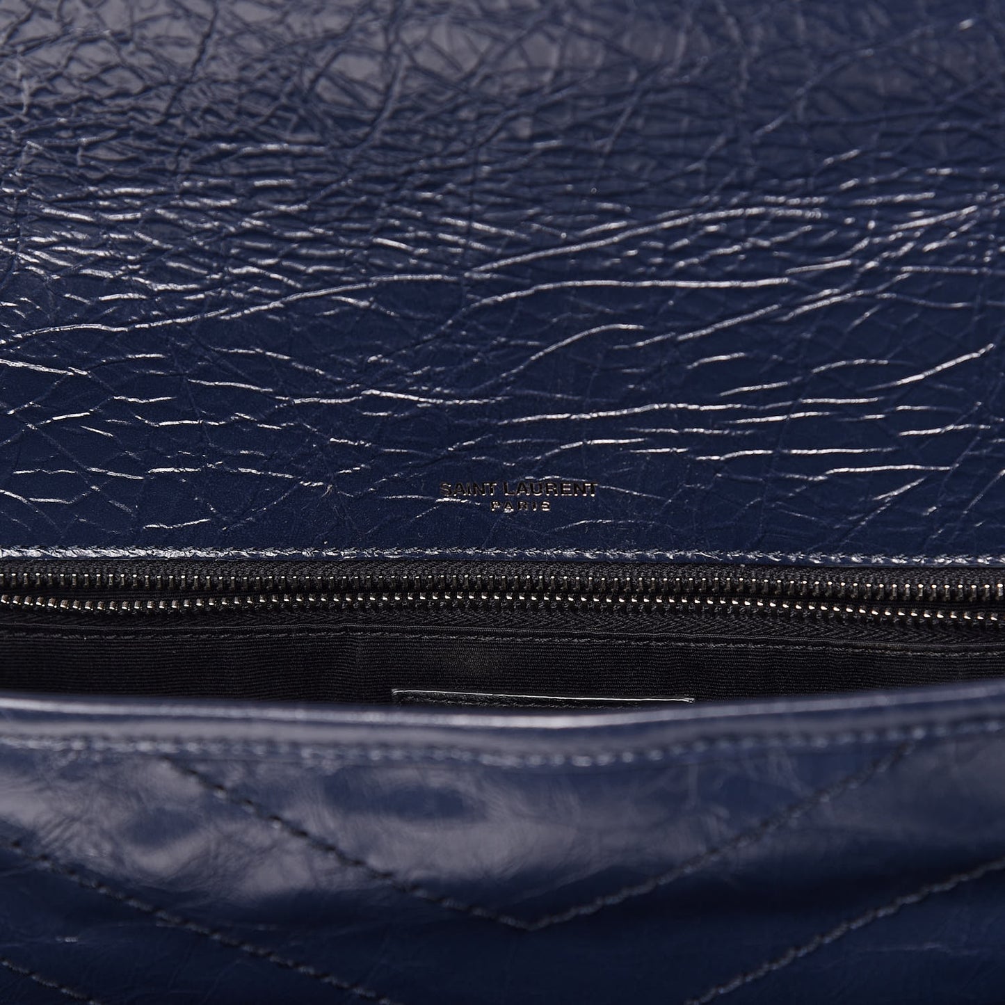 Crinkled Calfskin Matelasse Monogram Medium Niki Chain Satchel Deep Marine