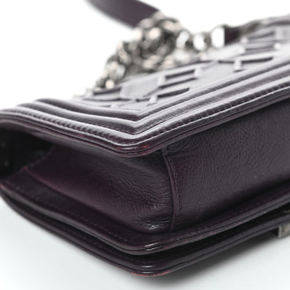 Chanel Calfskin Crystal Embossed Small Boy Flap Plum 13 of 15