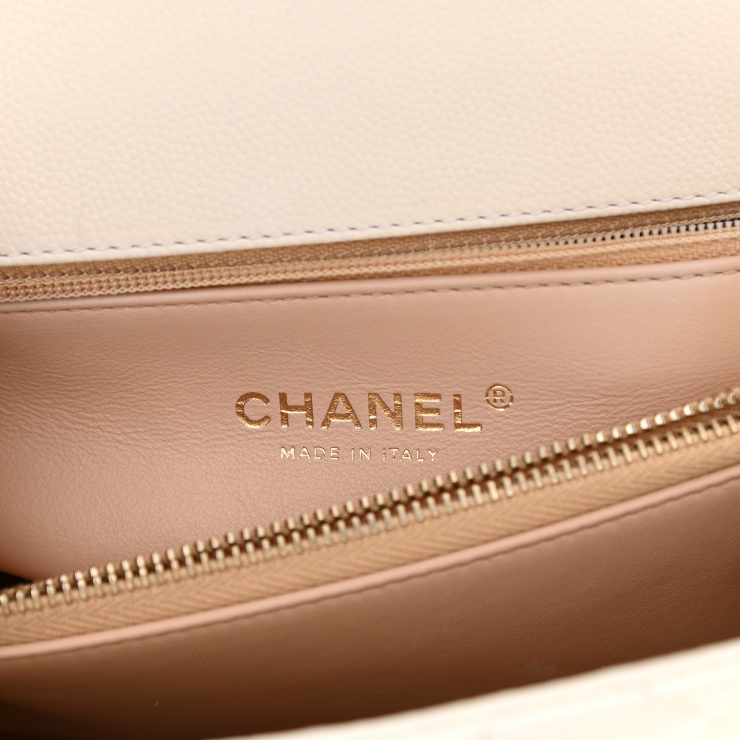 Caviar Quilted Small Coco Handle Flap White