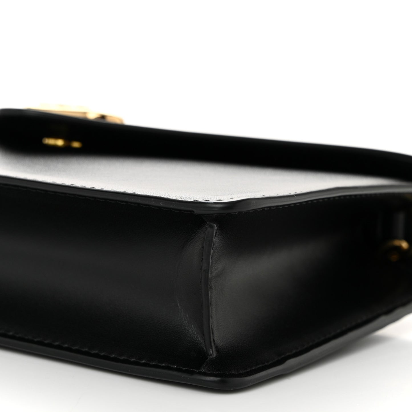 Shiny Calfskin Triomphe Maillon Wallet on Chain Black