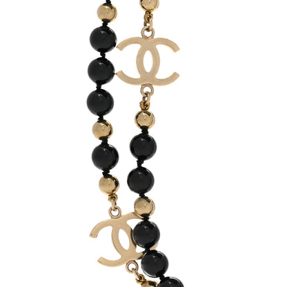 Chanel Metal Beaded CC Long Necklace Gold Black 4 of 8