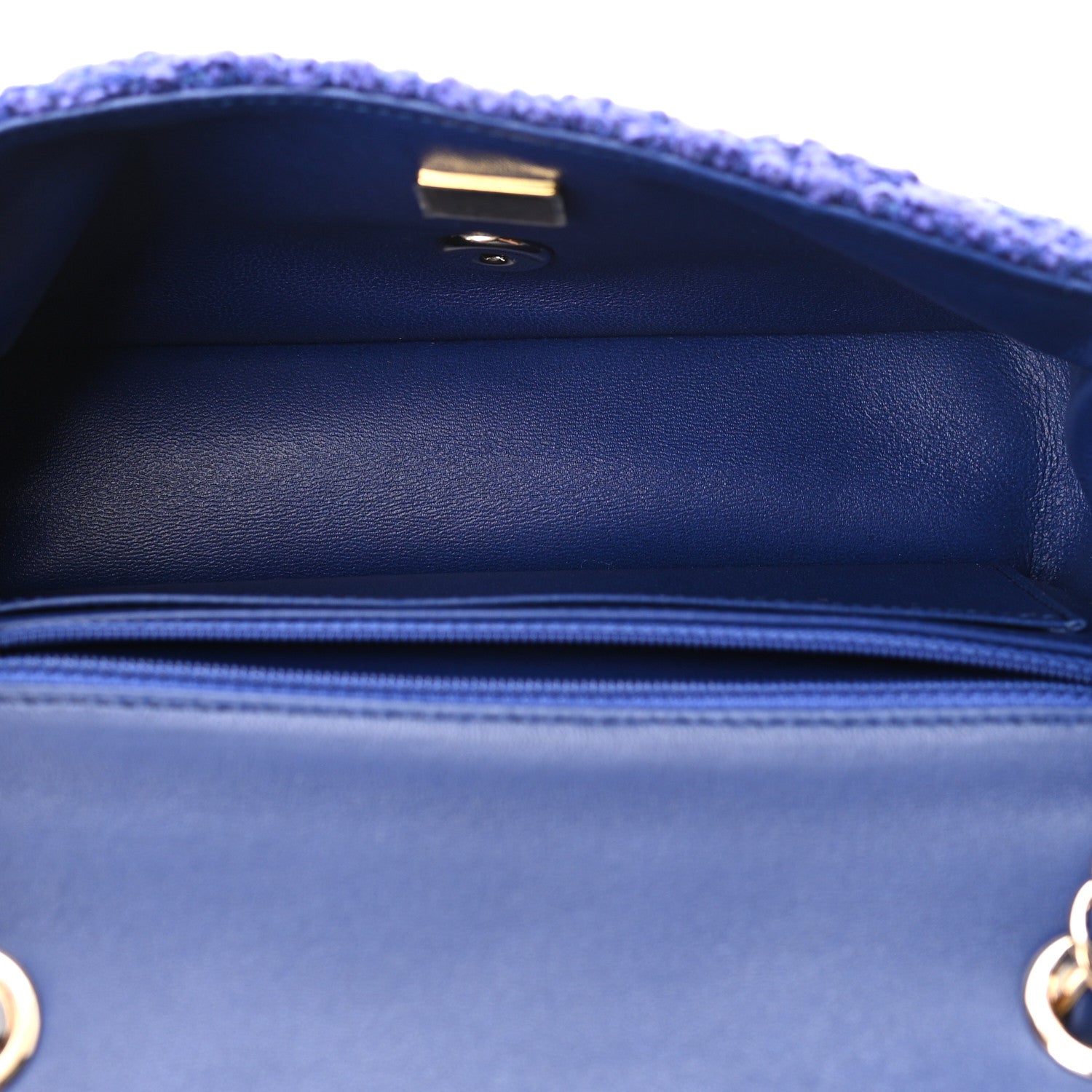 Chanel Tweed Quilted Mini Rectangular Flap Blue 4 of 10