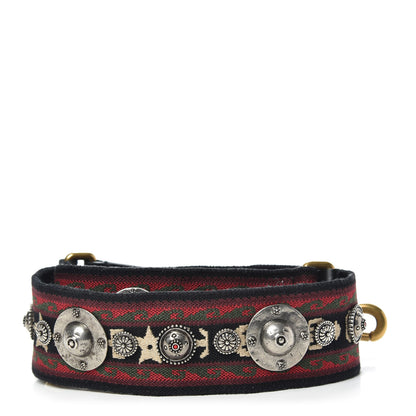 Christian Dior Canvas Embroidered Studded Bohemian Shoulder Strap Red 2 of 5
