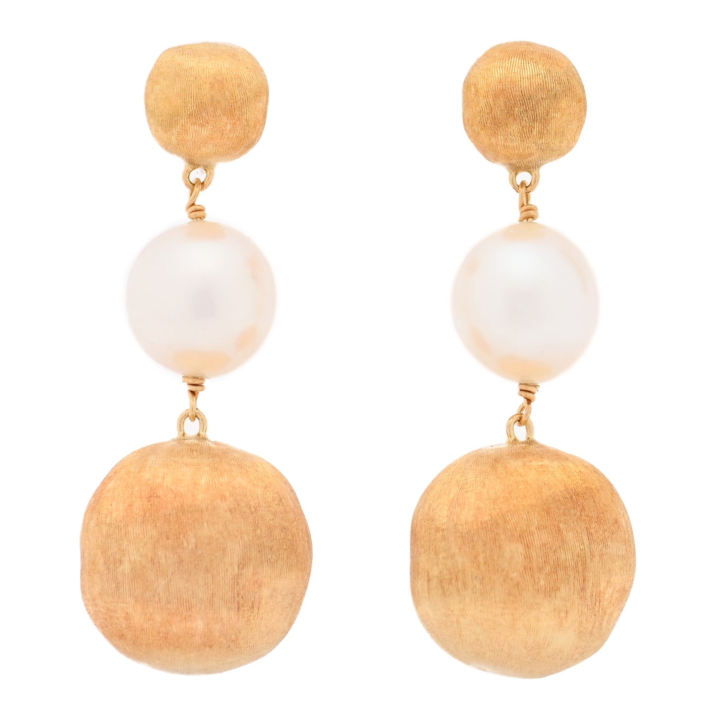 18K Yellow Gold Cultured Pearl Africa Drop Earrings