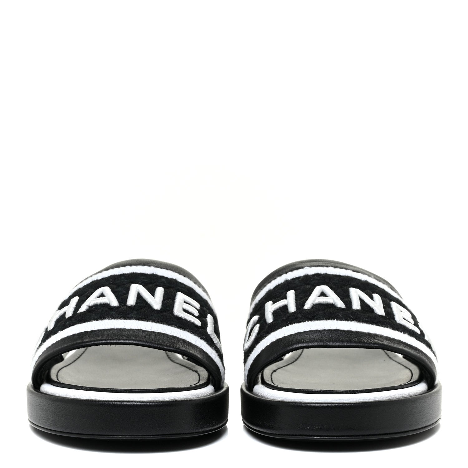 Chanel Lambskin Embroidered CC Mule Sandal 39 Black White 2 of 9