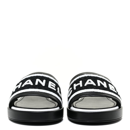 Chanel Lambskin Embroidered CC Mule Sandal 39 Black White 2 of 9