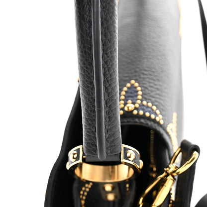 Louis Vuitton Taurillon Flower Capucines PM Black Blue 13 of 13