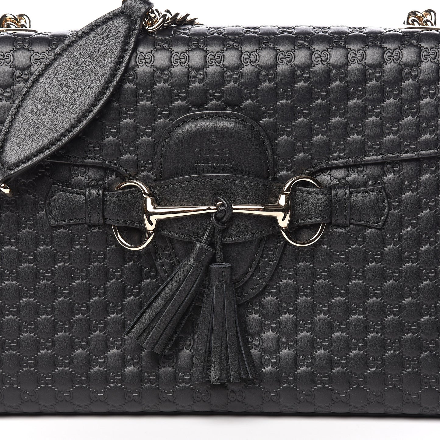 Microguccissima Medium Emily Chain Shoulder Bag Black