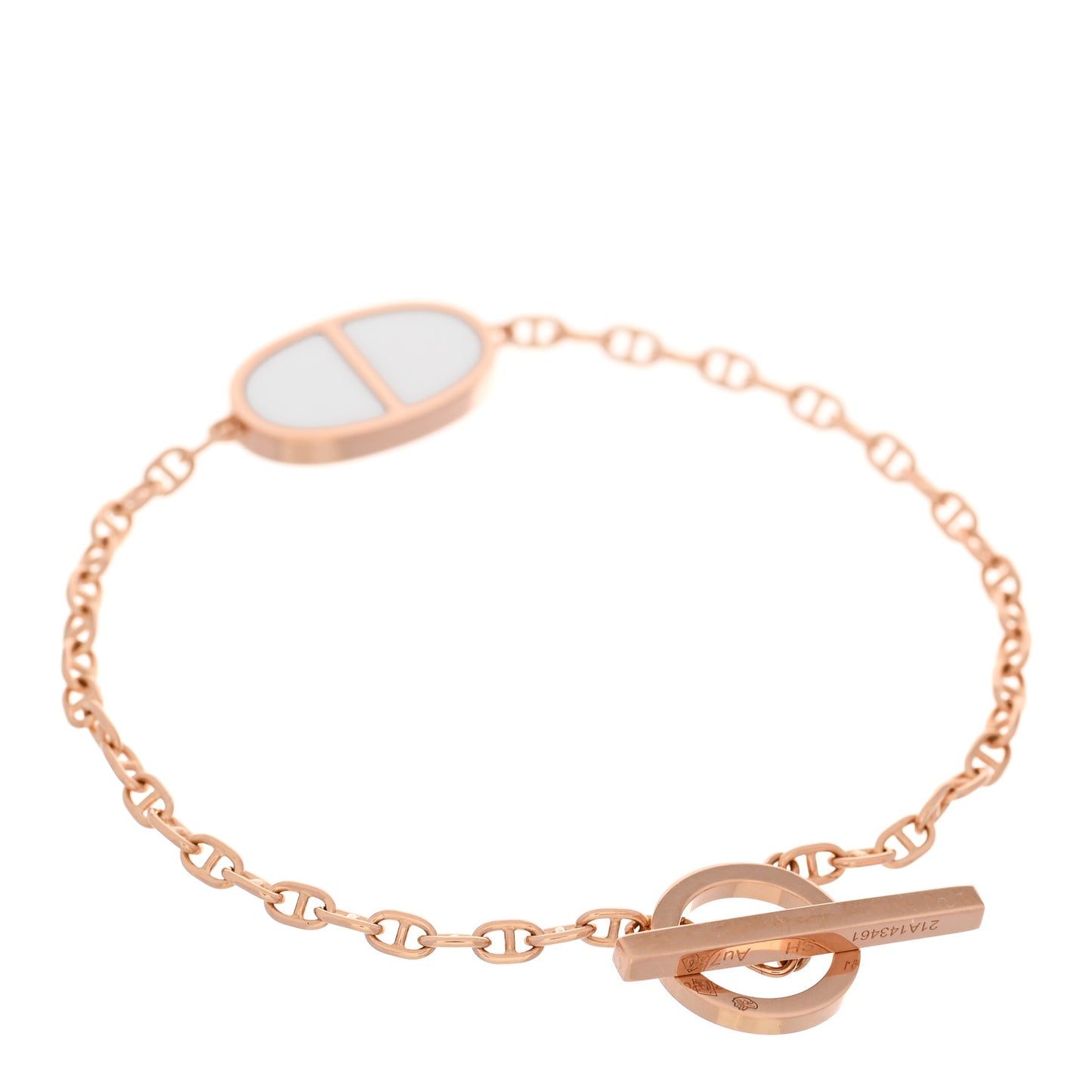 18K Rose Gold White Ceramic Chaine d'Ancre Verso Bracelet SH