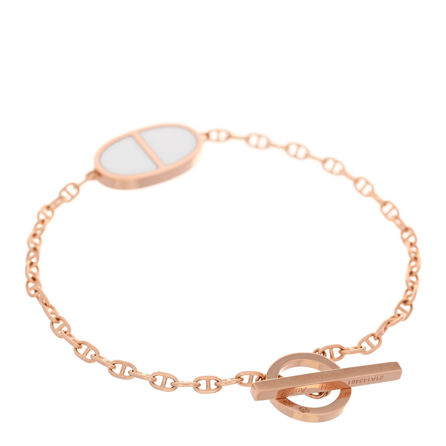Hermes 18K Rose Gold White Ceramic Chaine d'Ancre Verso Bracelet SH 2 of 6