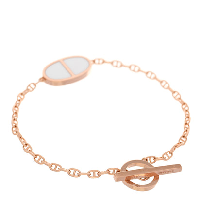 Hermes 18K Rose Gold White Ceramic Chaine d'Ancre Verso Bracelet SH 2 of 6