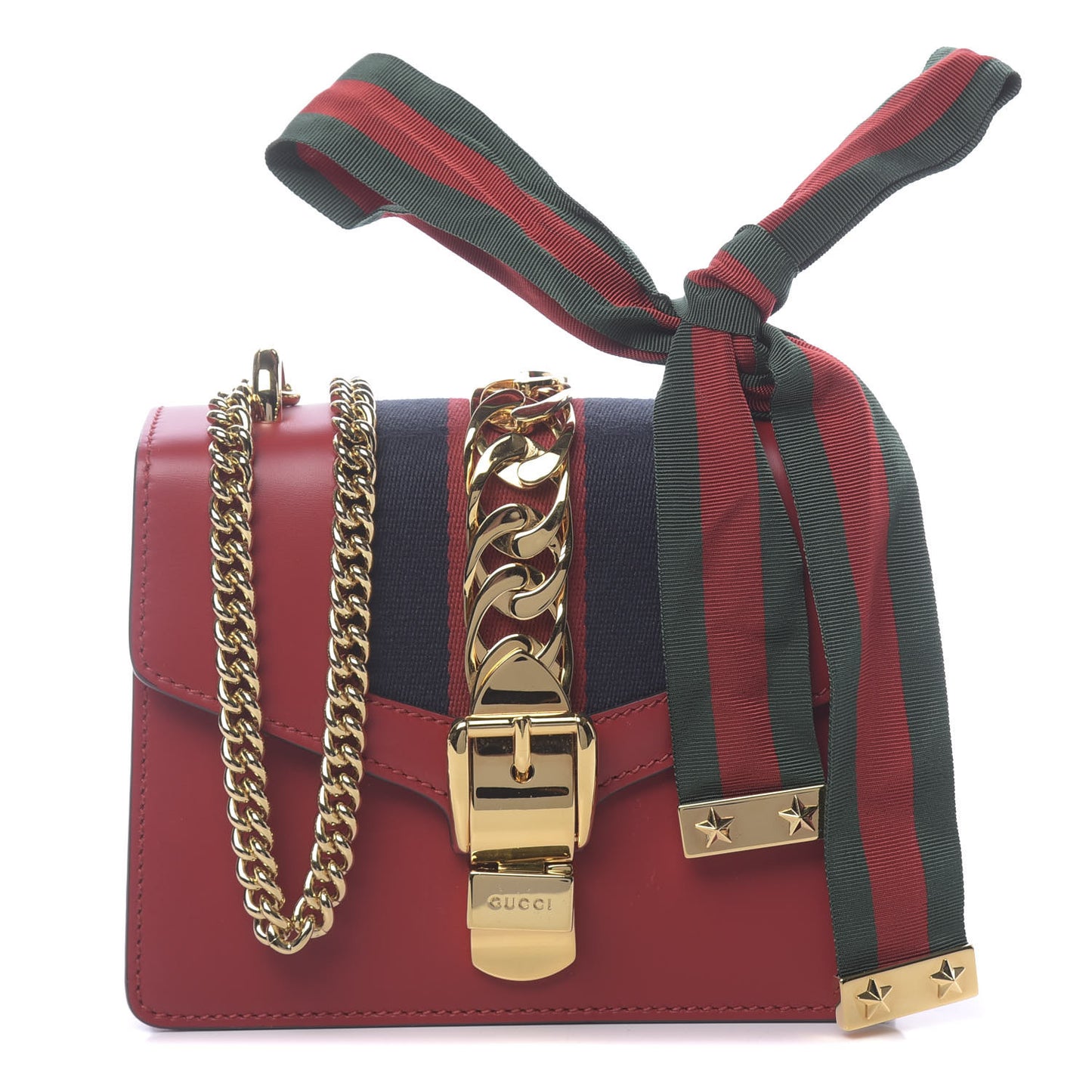 Calfskin Mini Sylvie Chain Shoulder Bag Hibiscus Red
