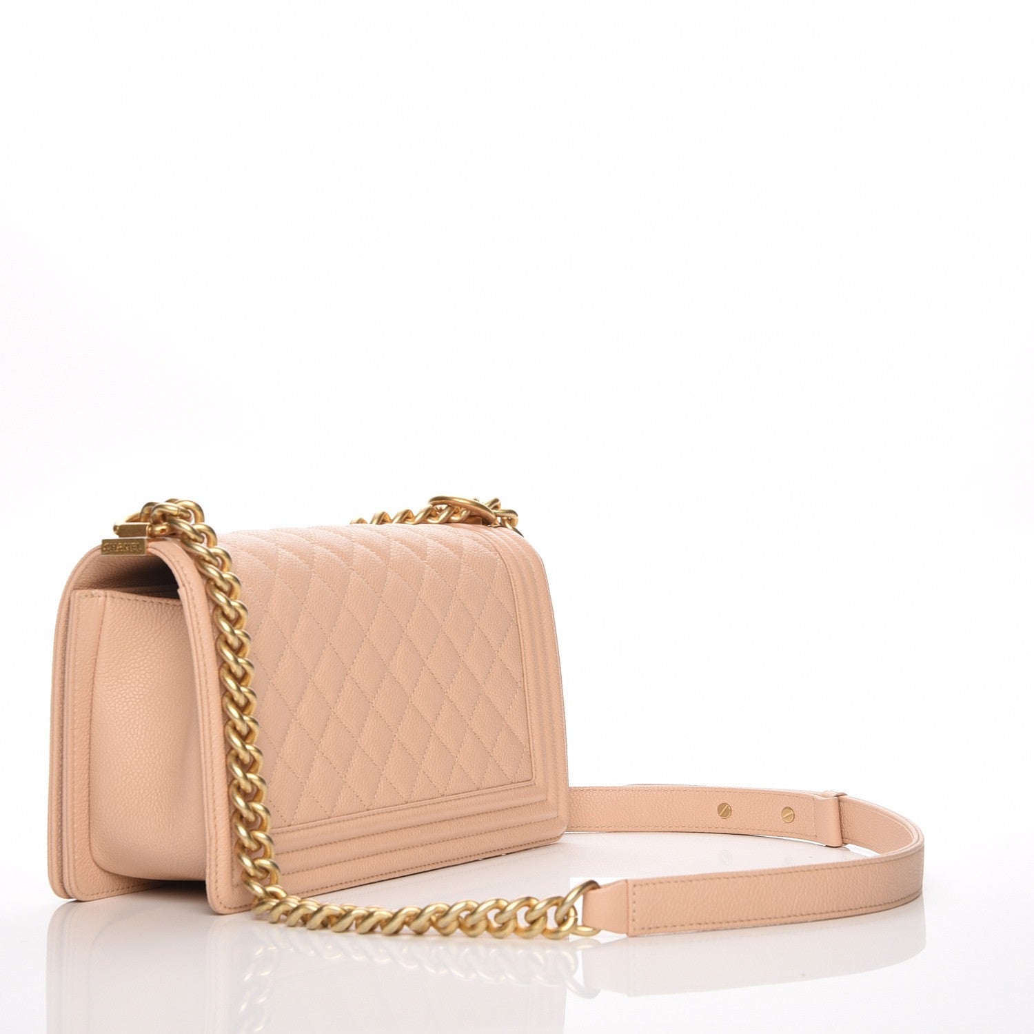 Chanel Caviar Quilted Medium Boy Flap Light Beige 3 of 8