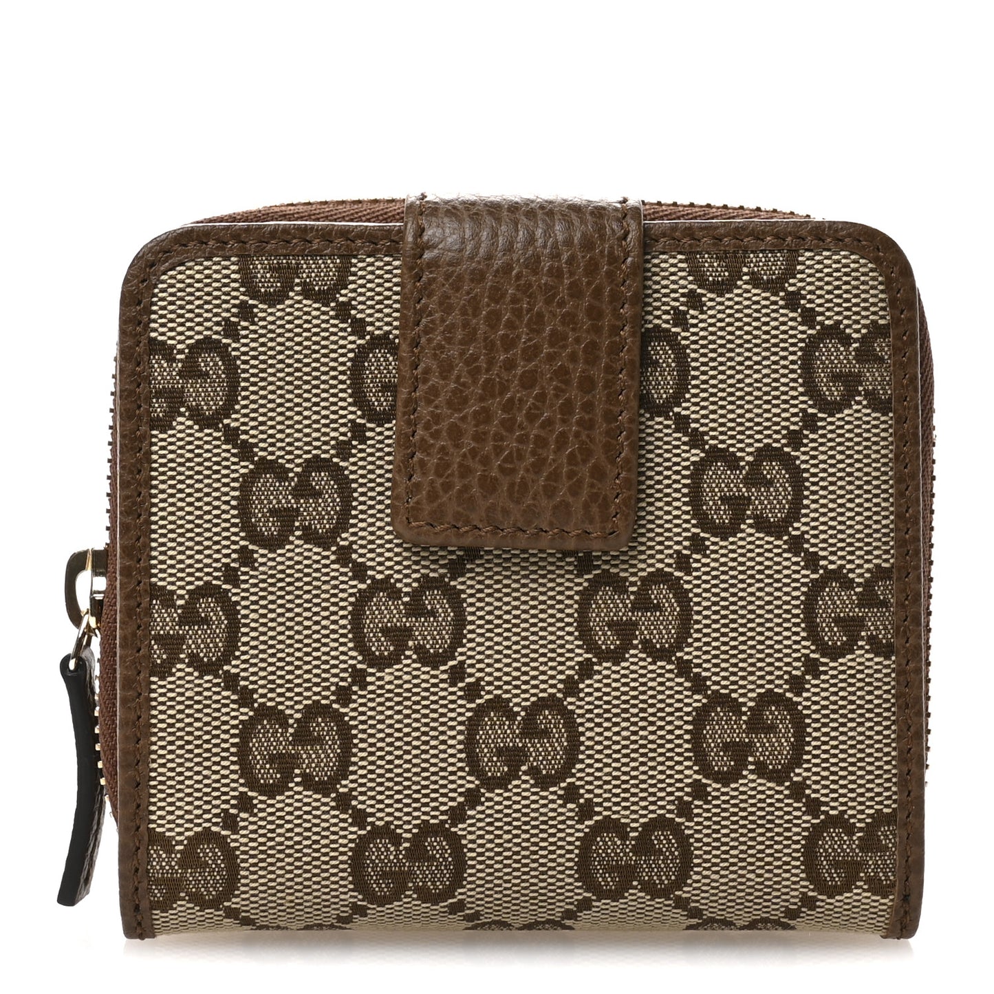 Monogram Dollar Calfskin Zip Around French Wallet Beige Ebony Tabacco