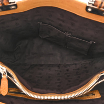 Gucci Monogram Medium Bamboo Bar Tote Yellow 5 of 11