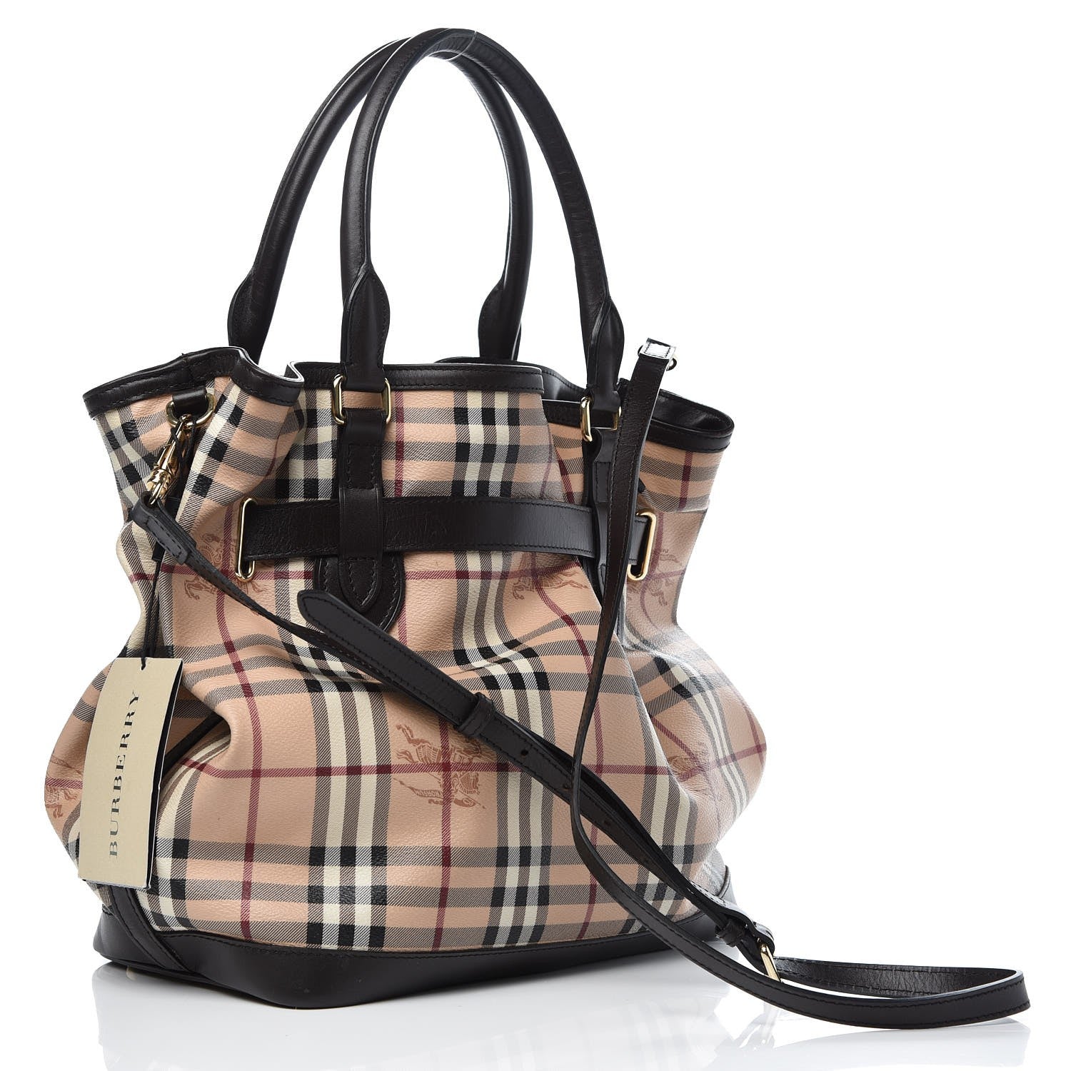 Burberry Haymarket Check Medium Golderton Tote Chocolate 4 of 13