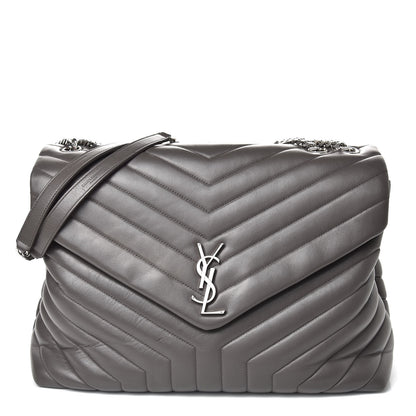 Saint Laurent Calfskin Y Quilted Monogram Large Loulou Chain Satchel Earth 1 of 16