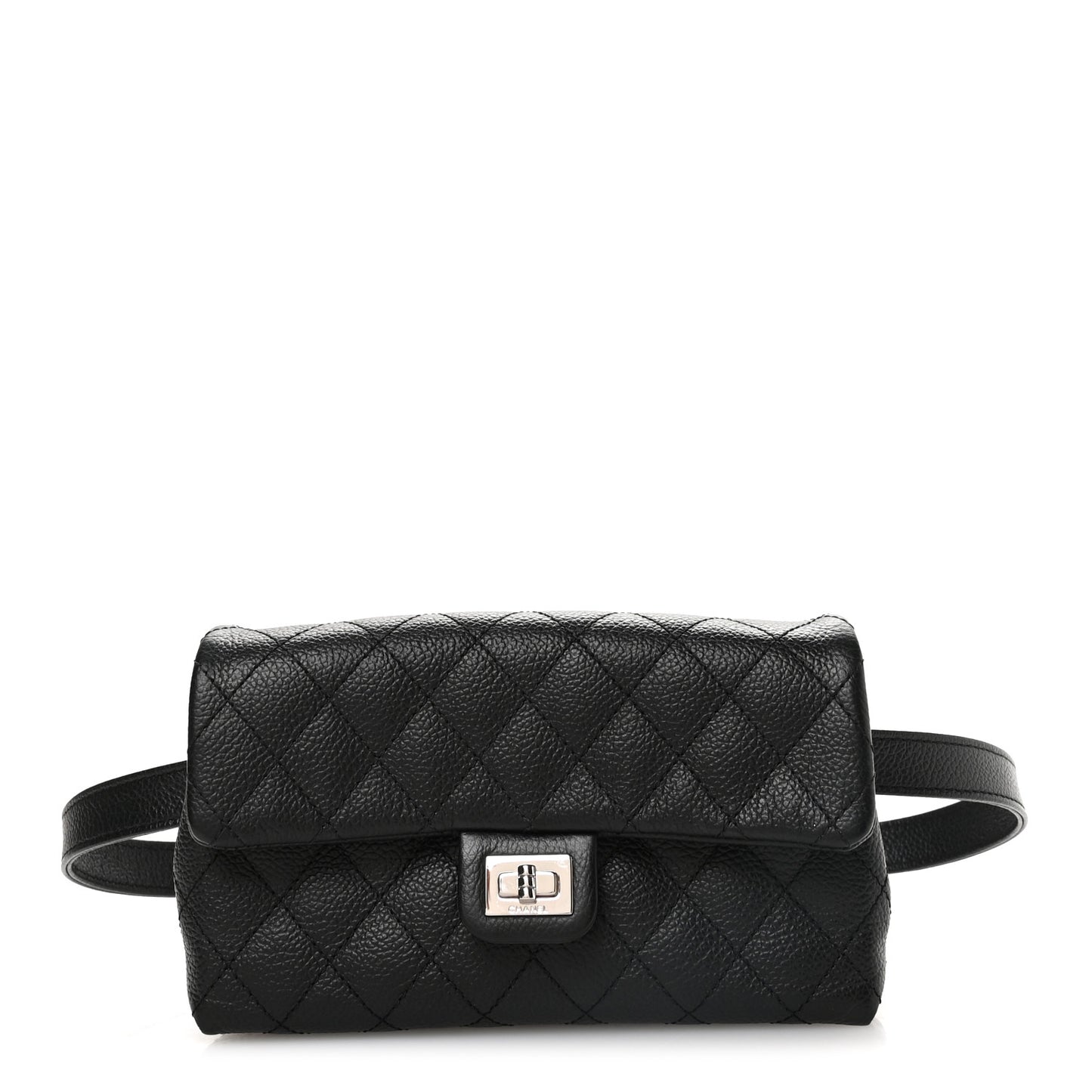 Grained Calfskin Quilted 2.55 Reissue Flap Belt Bag Clutch Black