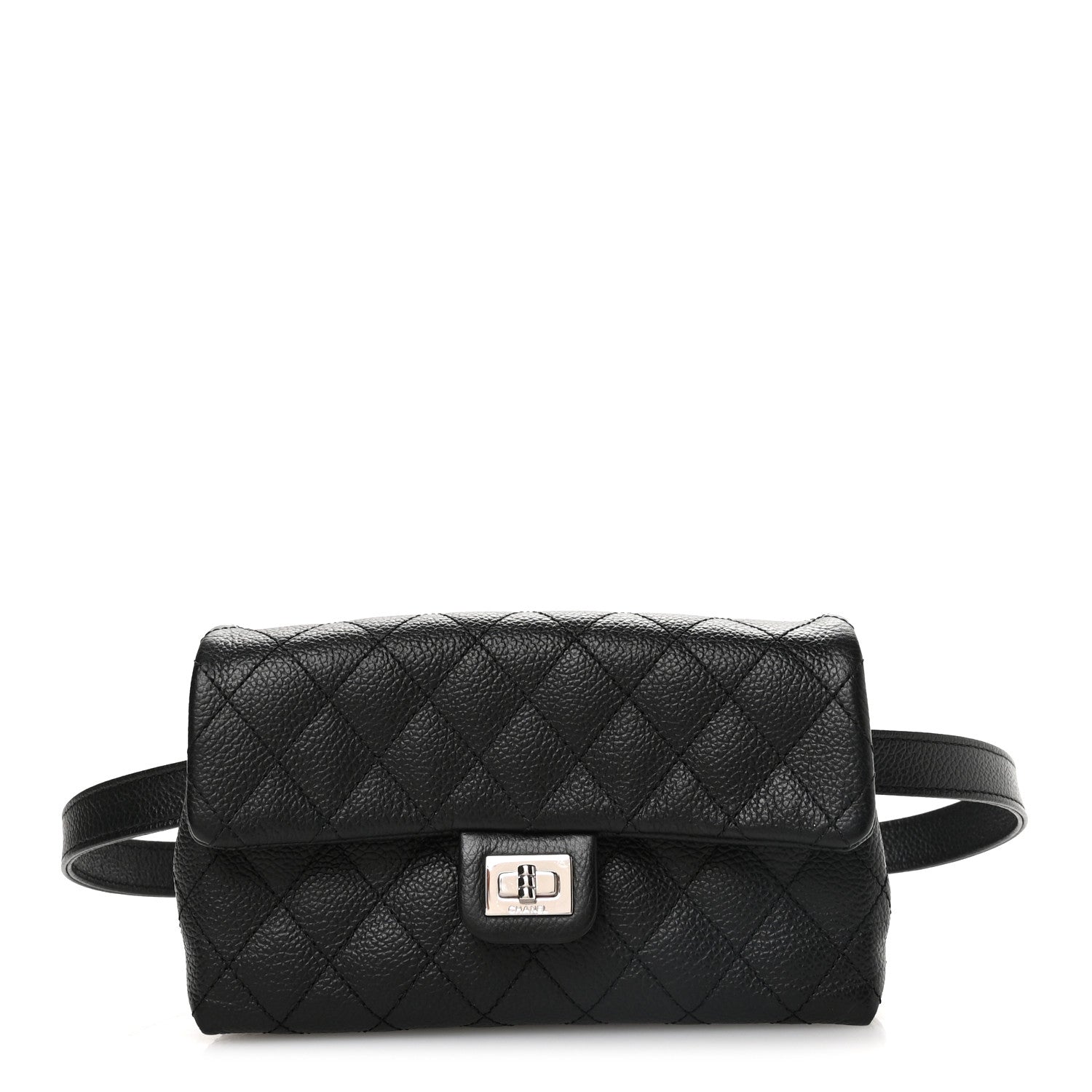 Chanel Grained Calfskin Quilted 2.55 Reissue Flap Belt Bag Clutch Black 1 of 12